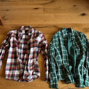 J. Crew Red and Green Plaid Flannel Shirt